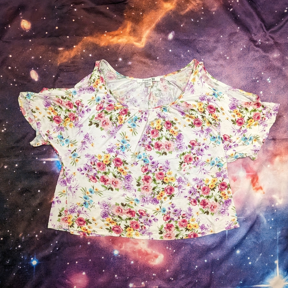 💐 Floral Open Shoulder Forever 21 Top Size Small